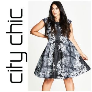 City Chic Femme Royale Fit n Flare Dress